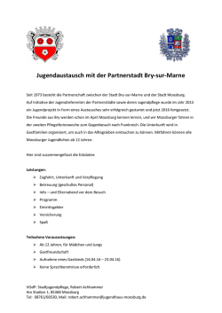 Jugendaustausch mit der Partnerstadt Bry-sur