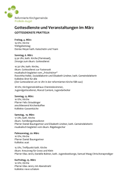 Gottesdienste und Veranstaltungen im M&auml;rz