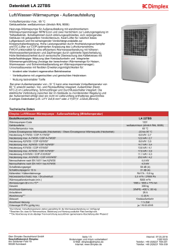 Datenblatt Luft/Wasser-Wärmepumpe