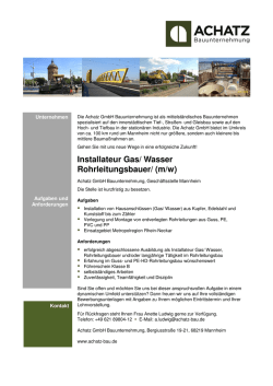 Installateur Gas/ Wasser Rohrleitungsbauer/ (m/w)