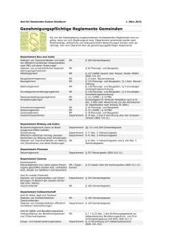 Genehmigungspflichtige Reglemente Gemeinden