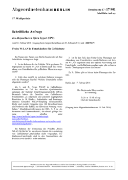 Schriftliche Anfrage - Netzwerk Berlin hilft