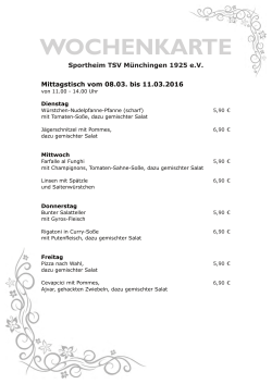 wochenkarte - Sportheim Restaurant