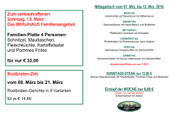 Rostbraten-Zeit vom 08. März bis 11. März Ludwigsburger LIVE
