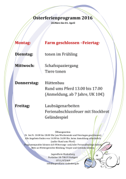 Osterferienprogramm 2016 - Jugendfarm Riedenberg eV