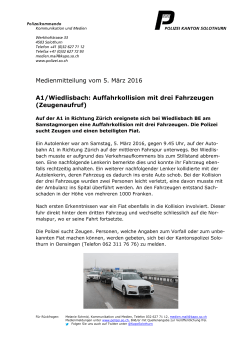 Medienmitteilung vom 5. März 2016 A1/Wiedlisbach