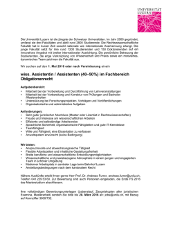 Wiss. Assistenz (40-50 %) im Fachbereich