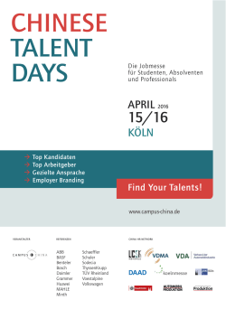 Download: alle Infos - Chinese Talent Days