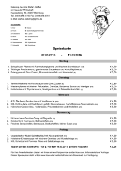 Speisekarte - Haus der Wirtschaft, Hamburg