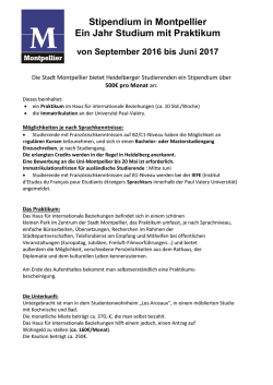 Einj&auml;hriges Praktikum Montpellier 2016-2017