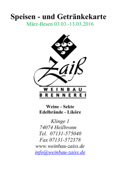 PREISLISTE - Weinbau Zaiss Heilbronn