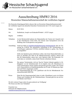 HMWJ Ausschreibung - Hessische Schachjugend
