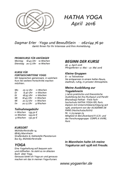 HATHA YOGA April 2016 - Yoga Mannheim