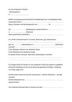 für ein minderjähriges Kind die Erbschaft ausschlagen