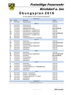 Übungsplan 2016