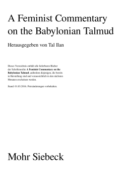 A Feminist Commentary on the Babylonian Talmud Mohr Siebeck