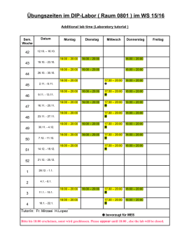 Übungszeiten im DIP-Labor ( Raum 0801 ) im WS