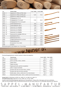 Sappelmanufaktur Preisliste Stiele und Reperaturen
