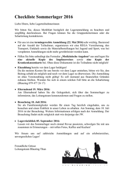 Checkliste Sommerlager 2016