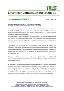 Pressemitteilung 053/2016 - Thüringer Landesamt für Statistik