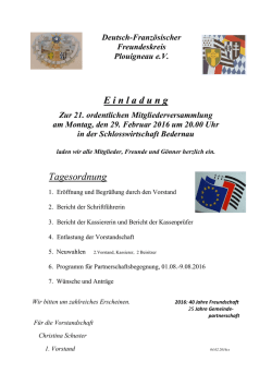 E i n l a d u n g zur 21. ordentlichen