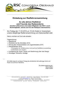 Einladung zur Radfahrversammlung