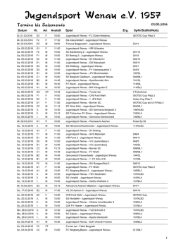 JSW Spielplan - Jugendsport Wenau eV