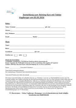 Anmeldung zum Reining Kurs mit Tobias