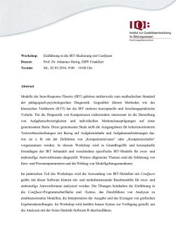 Einf&uuml;hrung in die IRT-Skalierung mit ConQuest