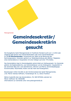 Gemeindesekretär/ Gemeindesekretärin gesucht