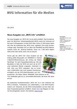 Neue Ausgabe von „MVG info“ erhältlich