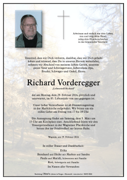 Richard Vorderegger - Bestattung Sterzl