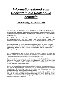 Informationsabend zum &Uuml;bertritt in die Realschule Arnstein