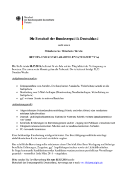 und Konsularreferat (Teilzeit 75%)