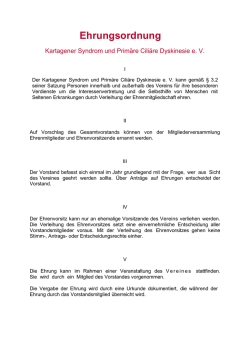 Ehrungsordnung - Kartagener Syndrom und Prim&auml;re Cili&auml;re
