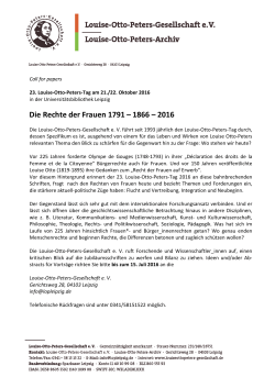 23 LOP Tag 2016 Call for papers - Louise-Otto-Peters