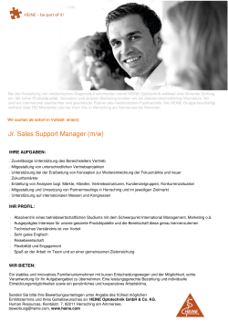 Jr. Sales Support Manager (m/w)