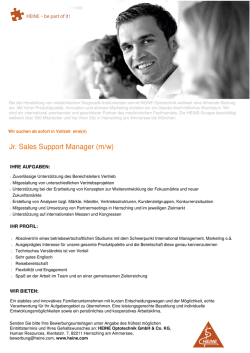 Jr. Sales Support Manager (m/w)