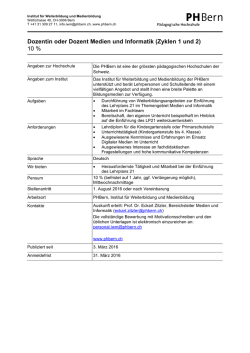 Dozentin oder Dozent Medien und Informatik (Zyklen 1 und 2) 10 %
