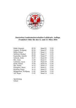 Startzeiten Landesmeisterschaften Luftdruck