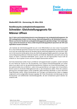 Schneider: Gleichstellungsgesetz für Männer öffnen - FDP