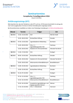 EFD-Seminartermine 2016 - Erasmus+ JUGEND IN AKTION