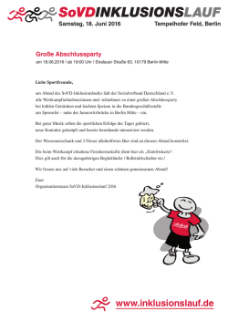 Gro&szlig;e Abschlussparty zum Inklusionslauf 2016