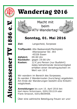 Flyer zum Wandertag 2016 - Altenessener Turnverein 1886 e.V.