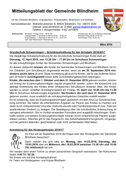 Mitteilungsblatt der Gemeinde Blindheim 03/2016