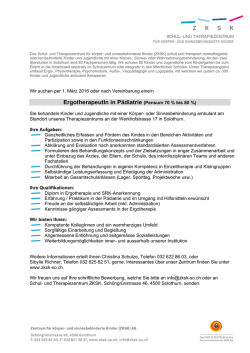 ErgotherapeutIn in Pädiatrie (Pensum 70 % bis 80 %)
