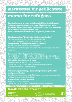 Merkzettel für Geflüchtete/memo for refugees