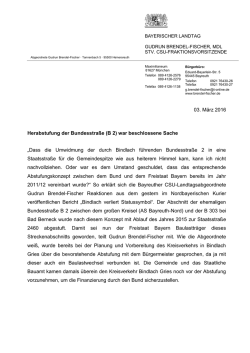 Herabstufung der Bundesstra&szlig;e (B 2)