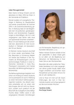 Liebe Petrusgemeinde! Mein Name ist Ronja Vinzent und ich