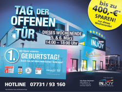 Injoy - Tag der offenen T&uuml;r am 5. & 6. M&auml;rz